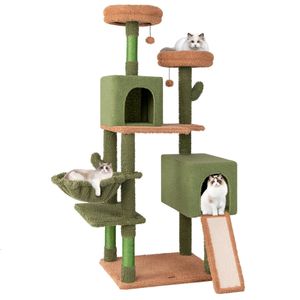 Costway Modern Cat Tree Tower Cactus Sisal 7-layer Scratching Posts - Green