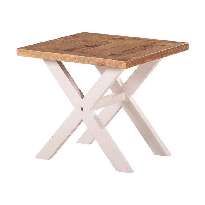 1825 Interiors Byron Cross Leg Side Table Reclaimed Pine Two-Tone 60cm