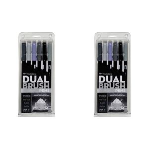 2x 6pc Tombow Dual Brush Water-based Pen Art/craft Drawing Sketching Greyscale