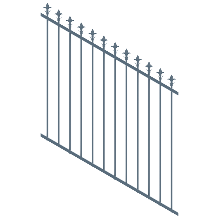 ProtectorAl 0350-1200W x 1200H Deep Ocean Spear Top Pool Fence Panel Raked 16-30º