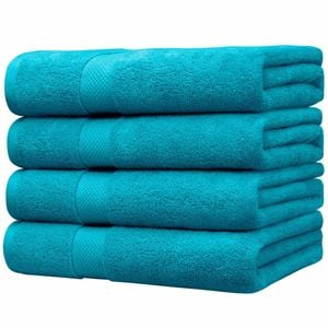 LINENOVA 4PCS Soft Cotton Bath Towel Set 68x137cm - Teal