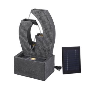 Gardeon Solar Fountain 5 Levels Cascading Water Feature Resin 50cm Black