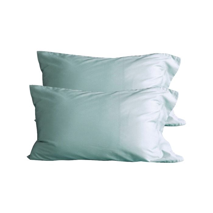 CottonMore 2pcs of 100% Cotton 650tc Sateen Pillowcases Silver Sage 48x73cm