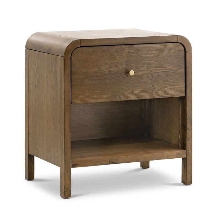 Riley 56cm Walnut Ash 1 Drawer Bedside Table