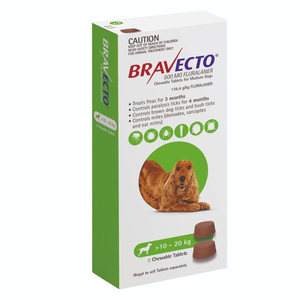Bravecto For Medium Dogs (10-20kg) Green - 2 Pack
