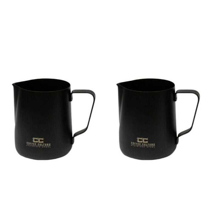 2PK Coffee Culture Stainless Steel 350ml Milk Frothing Jug Container Matte Black