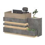 Modern Furniture KERAN  Reception Desk Right Panel - Acacia & Carbon Grey Colour