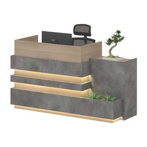 Modern Furniture KERAN  Reception Desk Right Panel - Acacia & Carbon Grey Colour