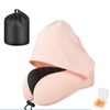 Catzon Travel Neck Pillow with Hood Memory Foam for Neck Support-Cotton-Pink