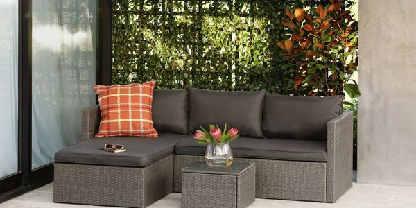 <p>L shaped couch in shot</p>