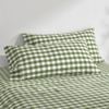 Dreamaker Lola Washed Cotton Yarn Dyed Gingham King Pillowcase Olive Twin Pack