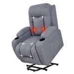 Advwin Electric Lift Recliner Chair Massage Chair Lounge Heat Sofa with USB Port Grey