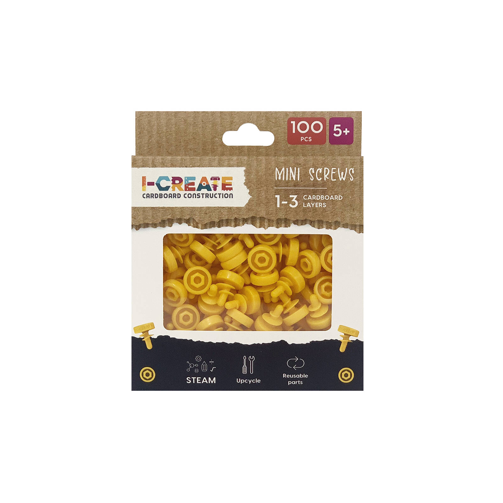 I-Create Mini Screws 1-3 Cardboard Layers - 100 Pack