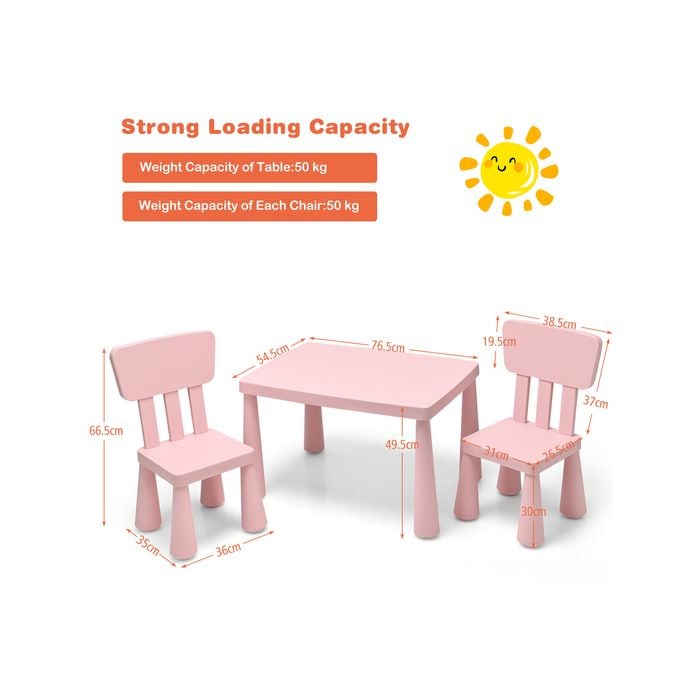 Costway Kids Table and Chairs Set Study Playing Pink Bunnings Australia