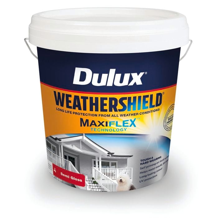 Dulux 10L Exterior Paint Weathershield Semi Gloss Vivid White