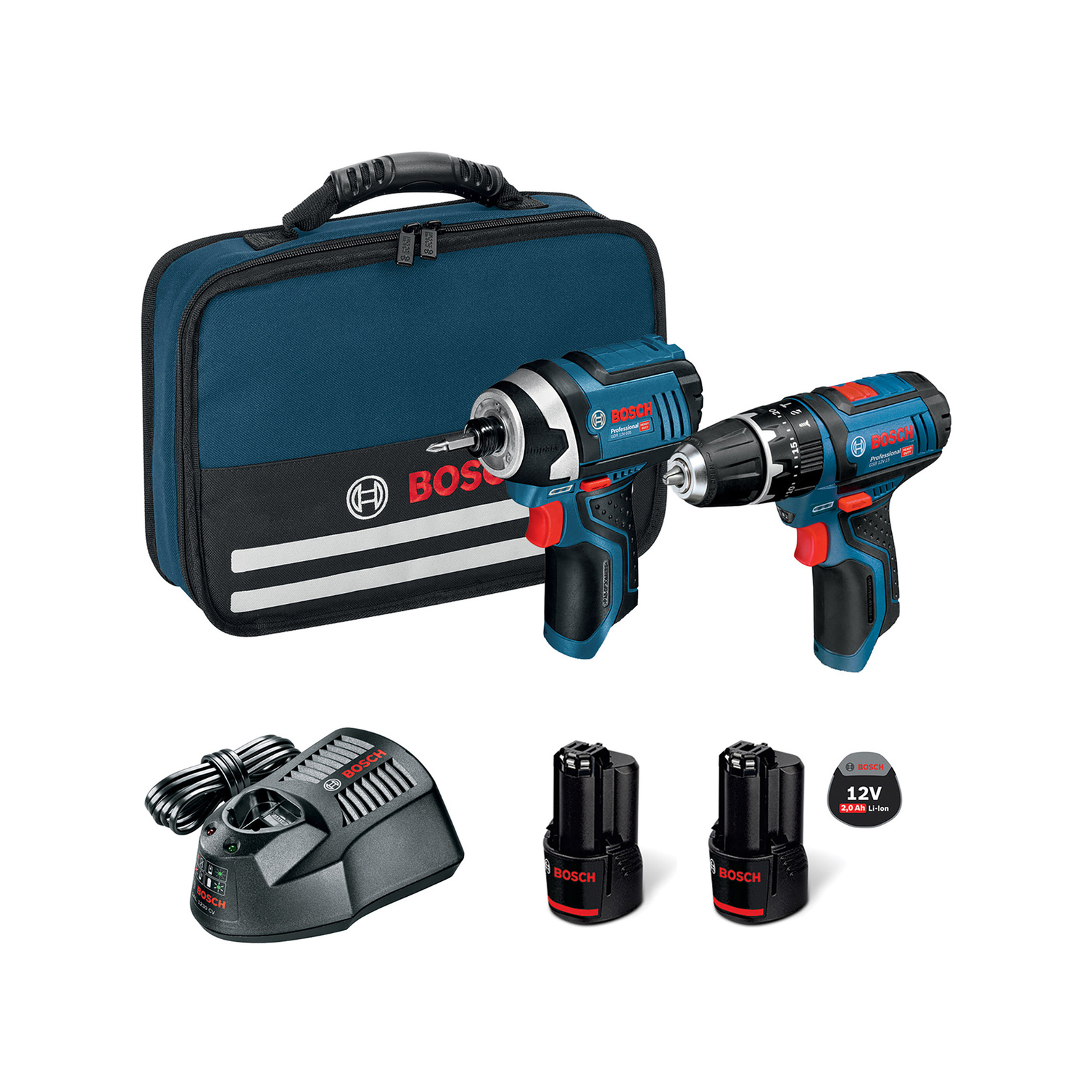 Bosch Blue 12V Piece x Hammer Drill Combo Kit Bunnings