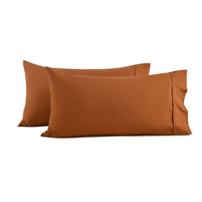 Dreamaker 250TC Cotton & Recycled Polyester Blend King Pillowcase Twin Pack Rust