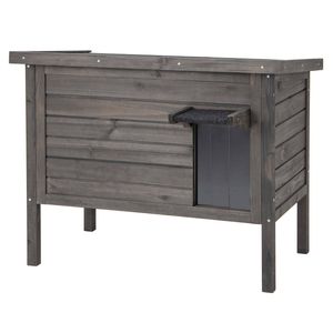 Costway Foam Insulation Warming Cat House Weatherproof Shelter w/Openable Shelf Coffee