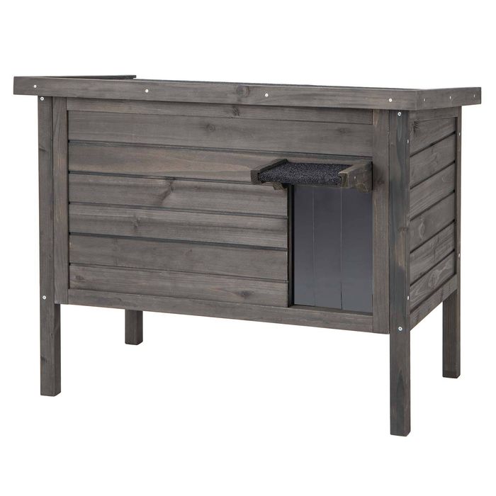 Costway Foam Insulation Warming Cat House Weatherproof Shelter w/Openable Shelf Coffee