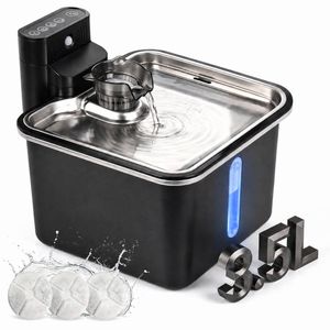 Advwin 3.5L Pet Water Fountain Stainless+ 3 Pack Filter Replacement Steel Cordless Pet Water Dispenser