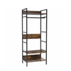 P&P Brown Industrial Open Wardrobe Rack With Rustic Wood Shelves And Hanging Rod