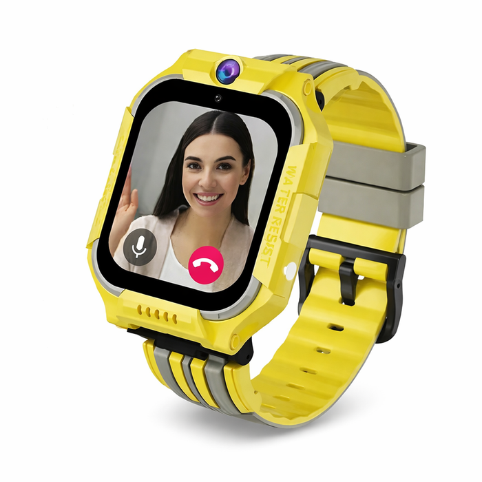 Kids 5G Smart Watch with GPS Location, SOS Emergency Call, Phone Function, Camera, Wi-Fi & Waterproof Design – 1.83 Inch Yellow