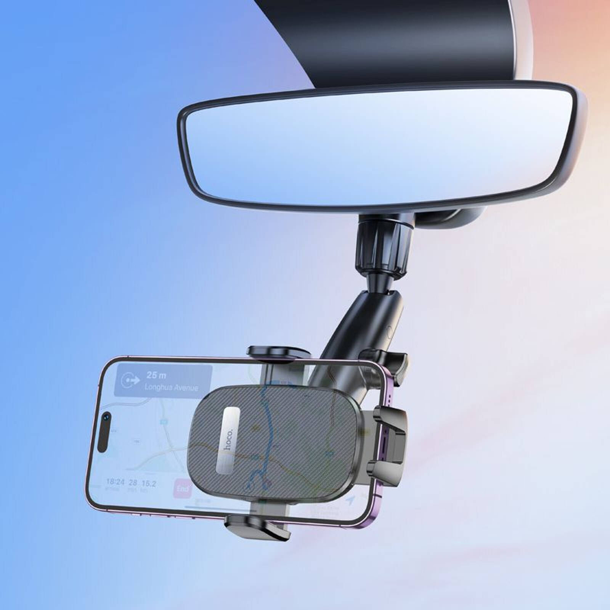 Hoco H17 Waves Rear view Mirror Car Holder DUAL Axis Design- Black ...