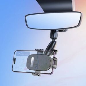 Hoco H17 Waves Rear view Mirror Car Holder DUAL Axis Design- Black