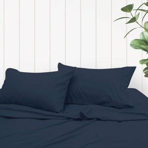 Odyssey Living Thermal Flannel Bed Sheet Set W/pillowcase Queen Navy
