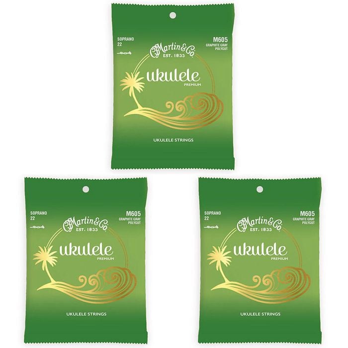 3PK Martin Guitar M605 Premium Ukulele Strings Polygut Soprano Gauge