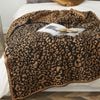 CottonMore Leopard Pattern Microfibre Winter Blanket 130x160cm Super Soft Sofa Throw Rug - Brown