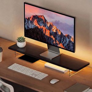 Advwin LED Monitor Stand Riser Adjustable Height Black