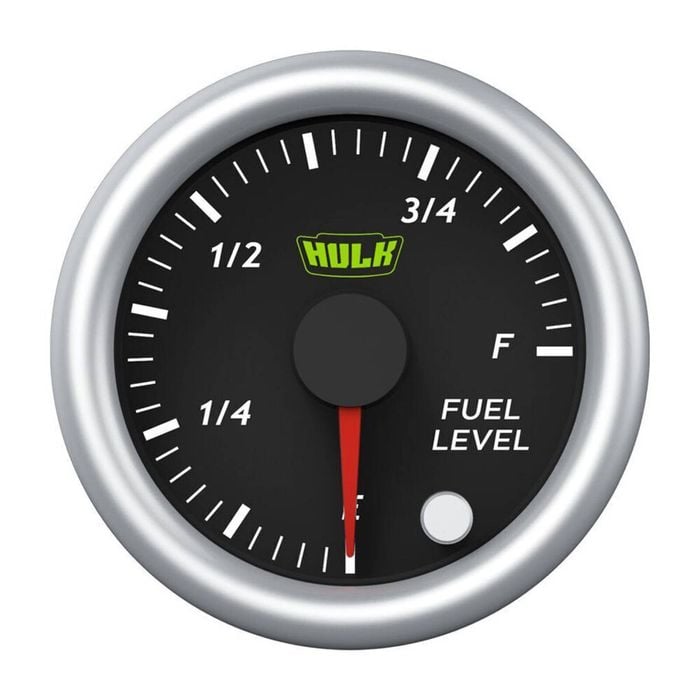 Hulk Pro Fuel Level Gauge w/ Built-In Ohm Converter 52mm Black/Silver