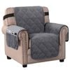 Smarcute 1 Seater Velvet Armchair Sofa Cushion Cover With Non-slip Elastic Straps Grey