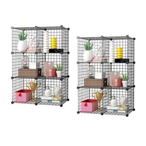 SOGA 2X Black 6-Cube Storage Shelf