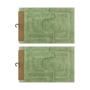 2x2pc Cdsi Lunasoft Tufted Bathset Cotton Set Sage Green 50x80cm & 50x50cm