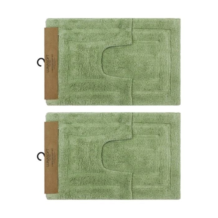 2x2pc Cdsi Lunasoft Tufted Bathset Cotton Set Sage Green 50x80cm & 50x50cm