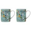 2PK Ashdene Land Down Under Qld Bone China Drinking Mug Blue 370ml