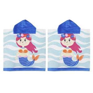 2PK Onkaparinga Kids 60x120cm Absorbent Hooded Beach Towel - Mermaid