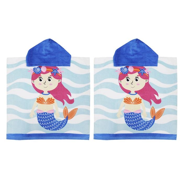2PK Onkaparinga Kids 60x120cm Absorbent Hooded Beach Towel - Mermaid