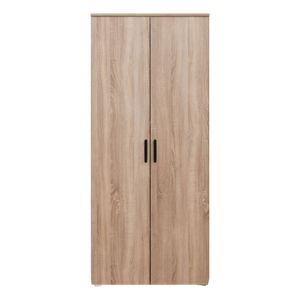 European Cabinetry Natural Oak Slim Oval Black Handles Stockholm Storage Cupboard