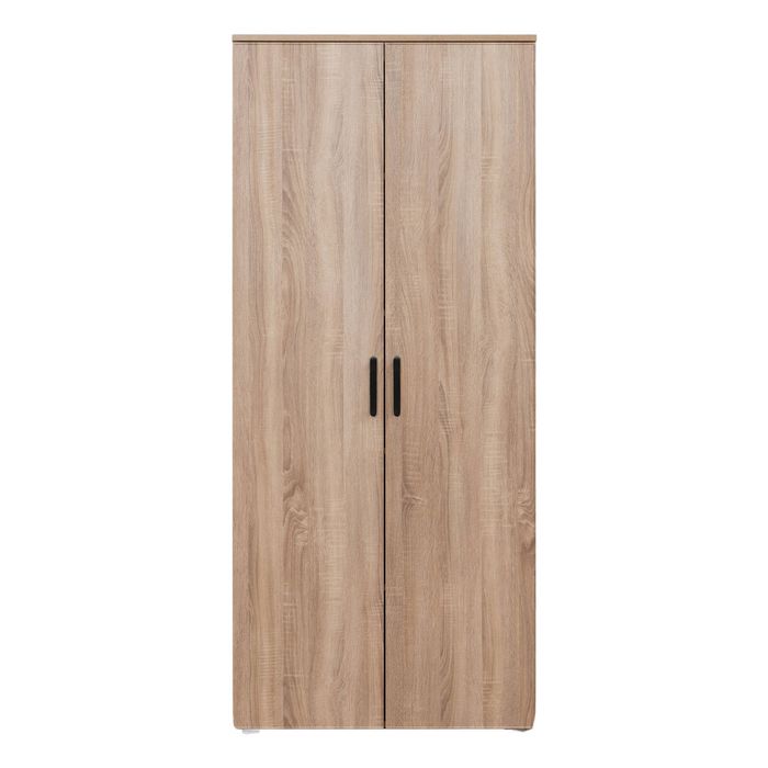 European Cabinetry Natural Oak Slim Oval Black Handles Stockholm Storage Cupboard