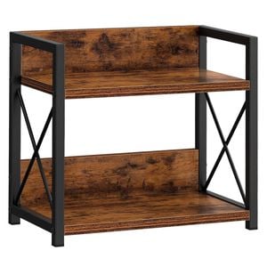CARLA HOME 2-Tier Countertop Shelf Organizer Rustic Wood Kitchen Spice Rack for Storage, Condiments & Cabinet Organization