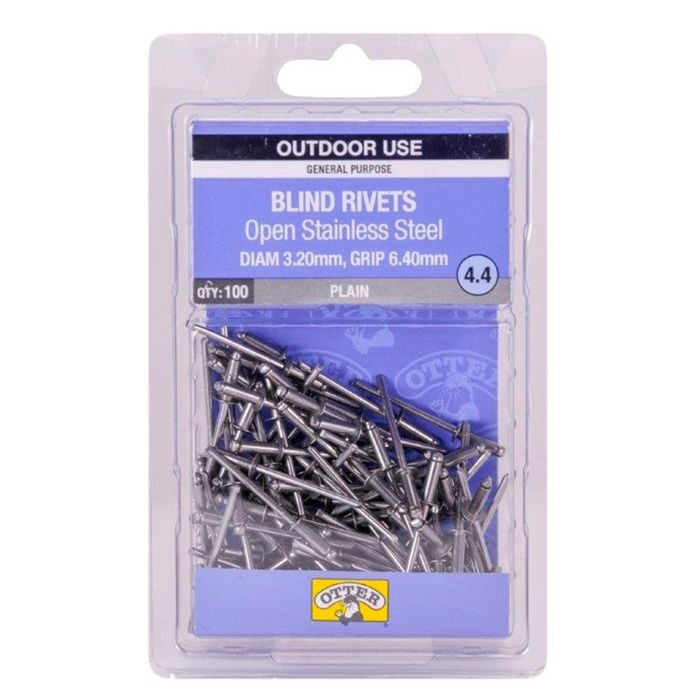 Otter 3.2 x 6.4mm Open Stainless Steel Blind Rivets - 100 Pack