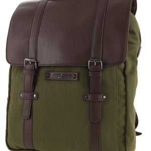 Police Canvas Leather Laptop Messenger Travel Backpack Bag 35x45cm Dark Olive