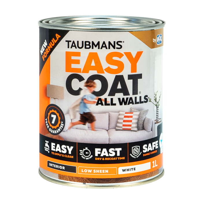 Taubmans 1L White Low Sheen Easycoat All Walls Paint