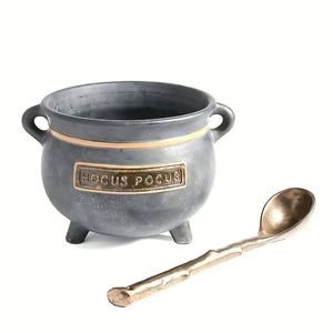 Lifebay Mini Resin Pot With Black Stand - Witch Cauldron Serving Set
