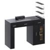 Ufurniture Nail Tech Desk Manicure Table w/Dust Collector Wireless Charging and LED Lights Black