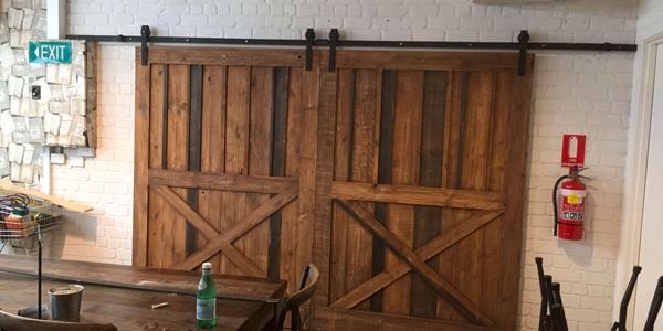 Timber sliding barn door.