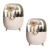 SOGA Makeup Storage Organiser Pink Transparent Countertop with Lid 2 Pack